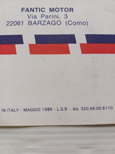 Fantic Motor libretto garanzia nuovo tutti modelli 1986 originale