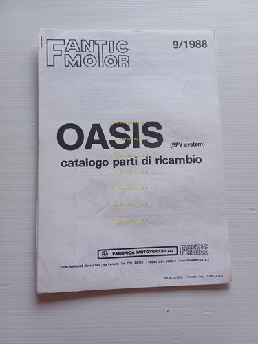 Fantic Motor Oasis 50 EPV System 1988 catalogo ricambi originale