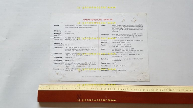Fantic Motor Trial 125 1982 depliant originale moto ITALIANO