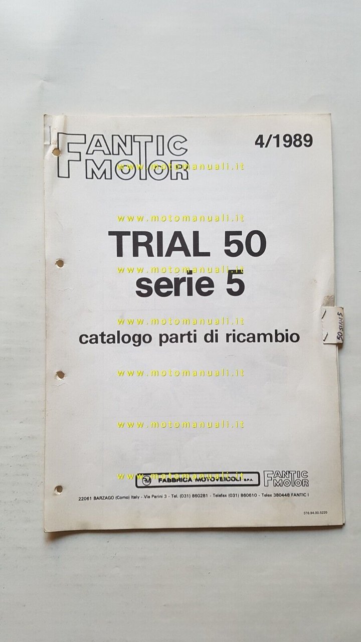 Fantic Motor Trial 50 Serie 5 1989 catalogo ricambi originale …
