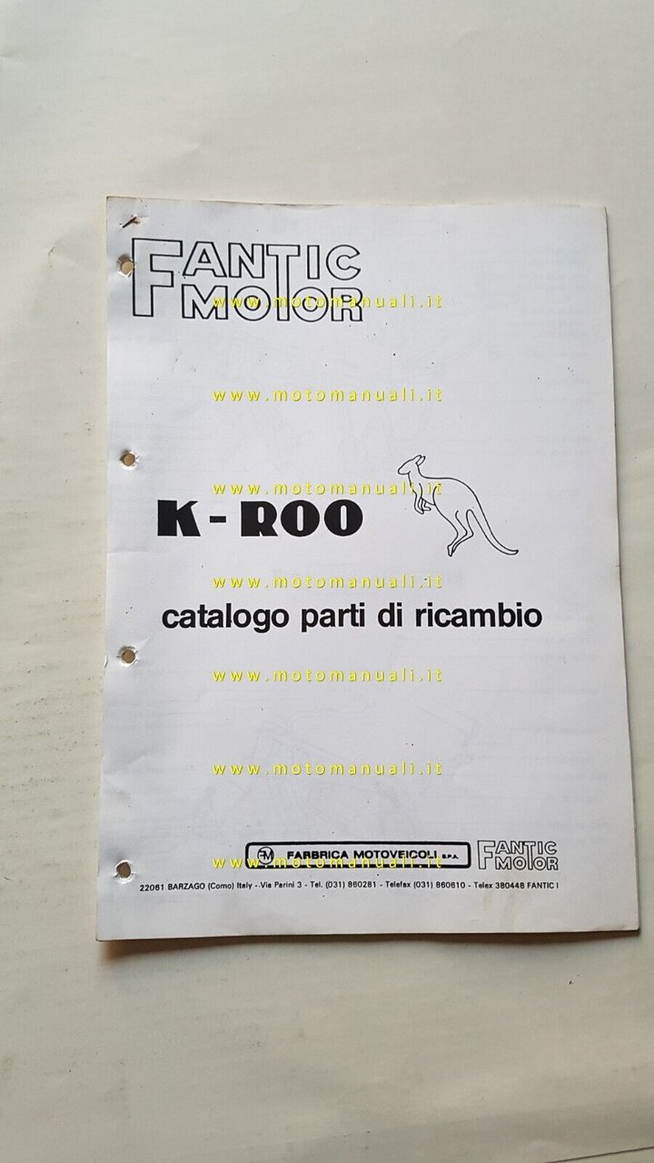 Fantic Motor Trial K-Roo 1991 catalogo ricambi originale spare parts …