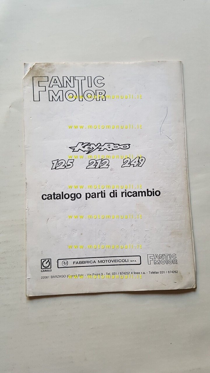 Fantic Motor Trial KeyRoo 125 212 249 1993 catalogo ricambi …