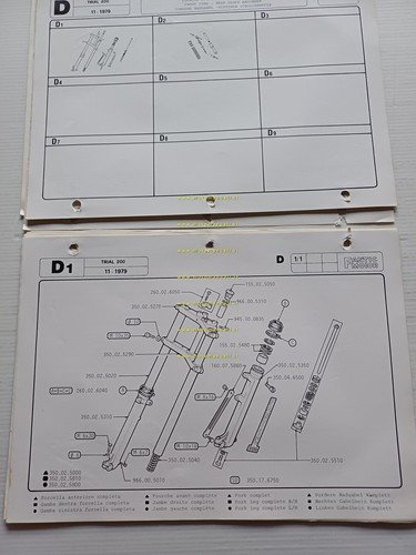 Fantic Trial 200 1979-80 catalogo ricambi originale