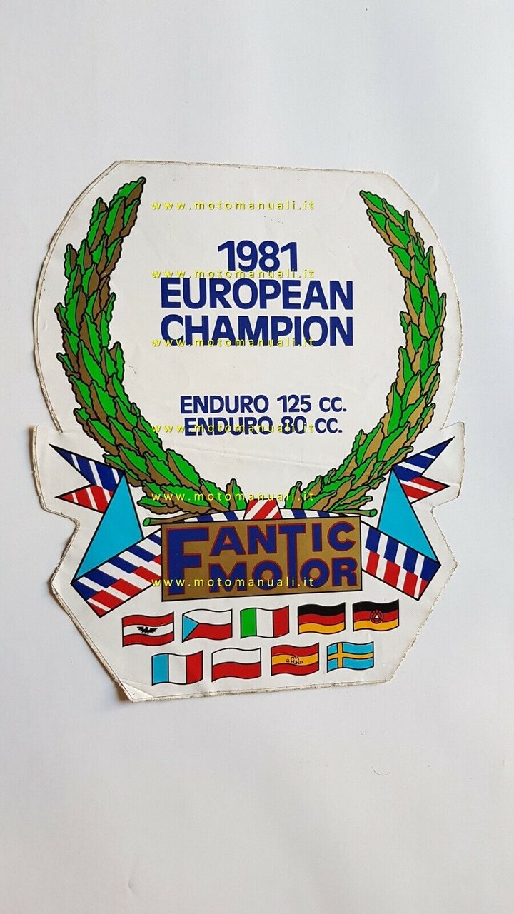 Fantic vetrofania originale concessionario European Champion 1981 window sticker