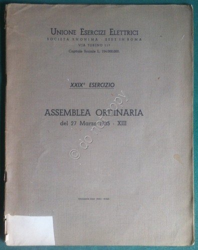 Fascicolo - Unione Esercizi Elettrici - Assemble Ordinaria - Roma … | Immagine Gallery 1