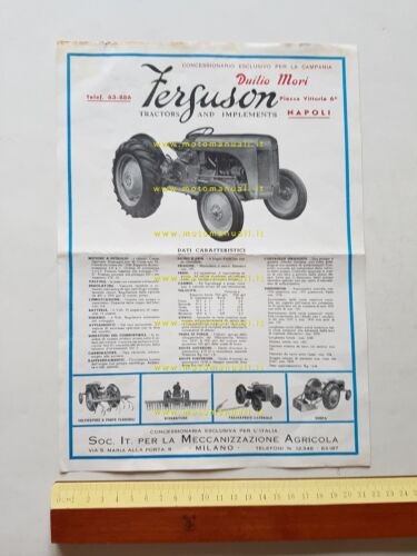 Ferguson trattore TE-D-20 1951 depliant ITALIANO originale