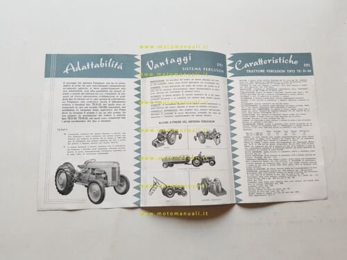 Ferguson trattore TE-D-20 1951 depliant ITALIANO originale