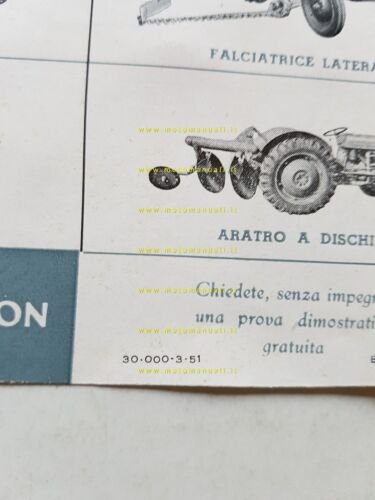 Ferguson trattore TE-D-20 1951 depliant ITALIANO originale