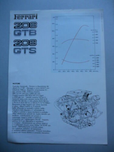 Ferrari 208 GTB - 208 GTS 1981 depliant epoca originale …