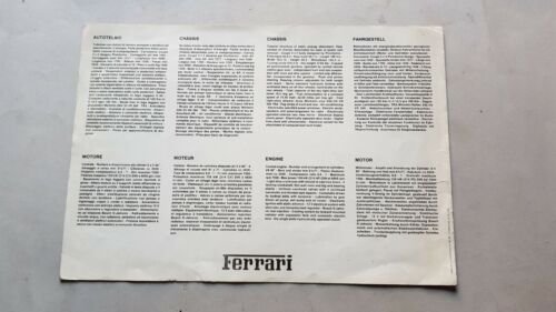 Ferrari Mondial 8 1980 depliant originale n.182/80 car brochure