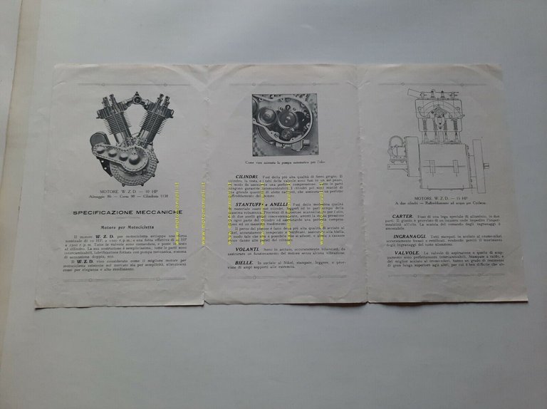 Ferrero motori W.Z.D. per motociclette anni 20 depliant ITALIANO originale