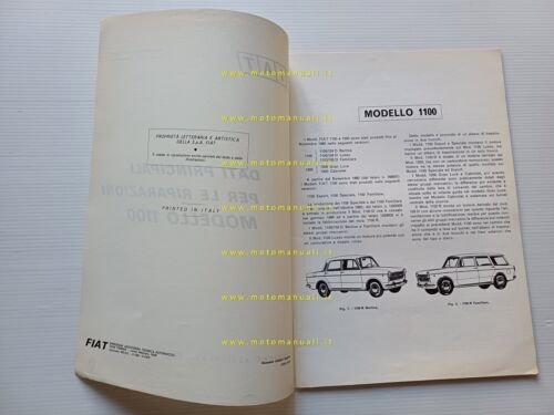 Fiat 1100 1970 manuale officina caratteristiche tecniche dati riparazione