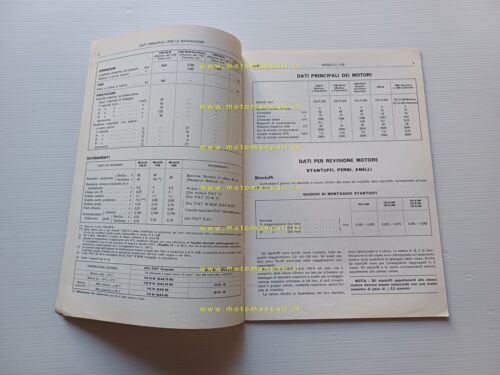 Fiat 1100 1970 manuale officina caratteristiche tecniche dati riparazione