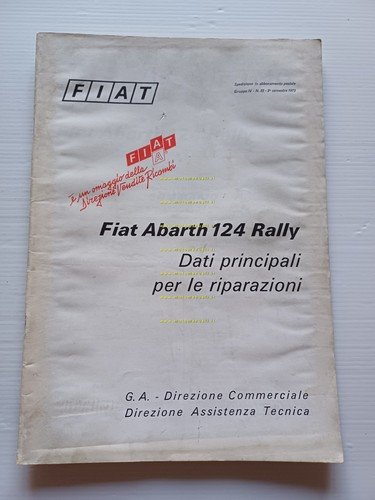 Fiat 124 Abarth Rally 1973 manuale officina dati riparazioni originale