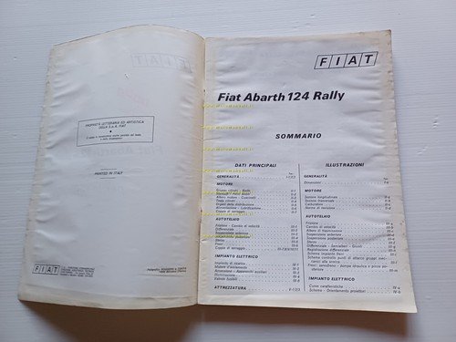 Fiat 124 Abarth Rally 1973 manuale officina dati riparazioni originale
