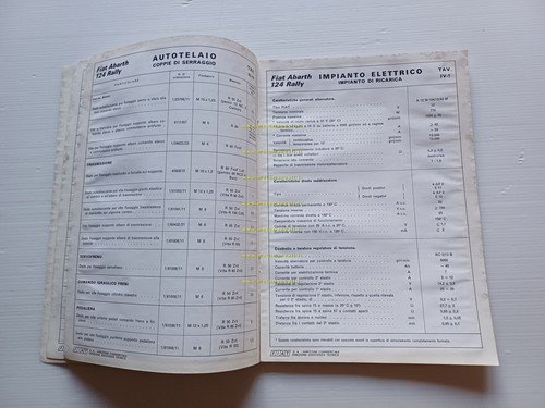 Fiat 124 Abarth Rally 1973 manuale officina dati riparazioni originale