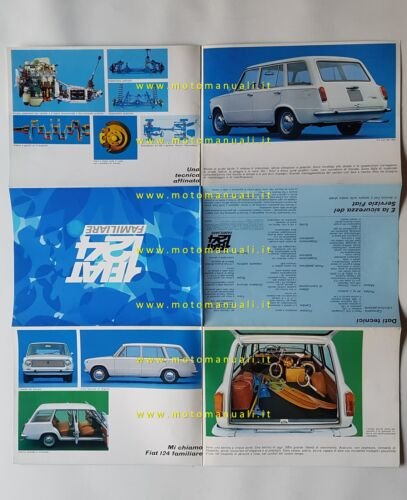 FIAT 124 Familiare 1968 depliant italiano originale
