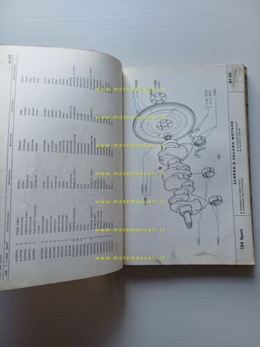 FIAT 124 Sport 1966 catalogo ricambi MOTORE originale