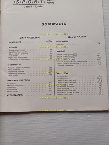 Fiat 124 Sport 1972 manuale officina caratteristiche tecniche dati riparazione