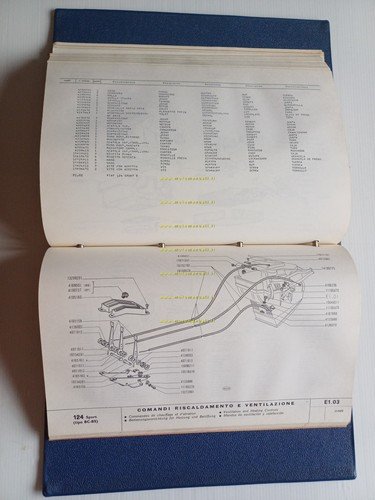 FIAT 124 Sport BC-BS 1970 catalogo ricambi MOTORE originale