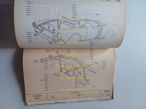 FIAT 124 Sport Spider 1972 catalogo ricambi CARROZZERIA originale
