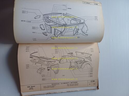 FIAT 124 Sport Spider 1972 catalogo ricambi CARROZZERIA originale