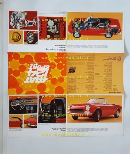 Fiat 124 Sport Spider depliant poster originale italiano