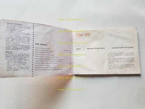 Fiat 126 1974 manuale uso manutenzione libretto originale