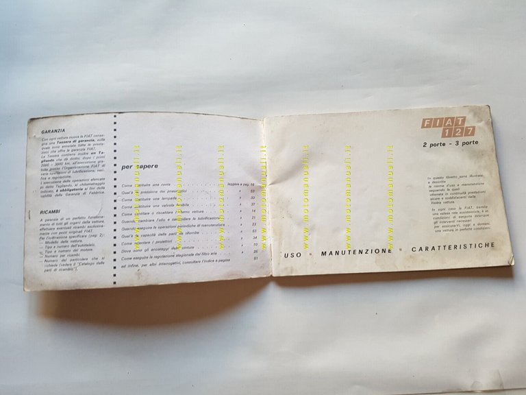 Fiat 127 modelli 1974 Manuale Uso Manutenzione Libretto originale AUTO