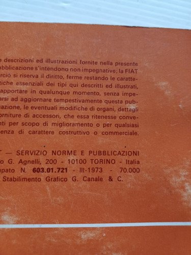 FIAT 128 Berlina-Familiare 1973 manuale uso manutenzione libretto originale