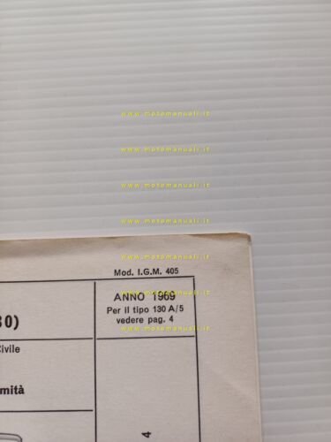 FIAT 130 1969 scheda omologazione DGM Motorizzazione Facsimile originale