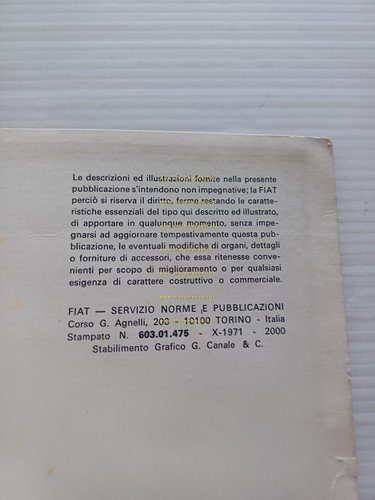Fiat 130 1971 manuale uso manutenzione libretto istruzioni italiano originale