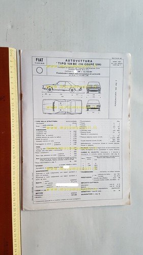 FIAT 130 Coupè 3200 1971 scheda omologazione DGM originale Motorizzazione