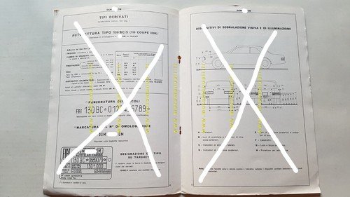 FIAT 130 Coupè 3200 1971 scheda omologazione DGM originale Motorizzazione