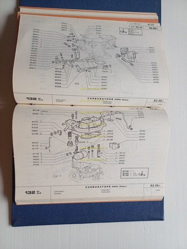 FIAT 132 GL-GLS 1974 catalogo ricambi MOTORE originale