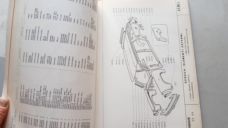 Fiat 1800 B 1965 catalogo ricambi CARROZZERIA originale BODY parts …