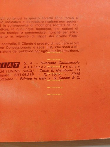 Fiat 242 furgone 1975 manuale uso manutenzione originale italiano
