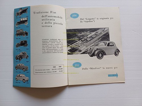 FIAT 500 1a Serie 1956 depliant opuscolo italiano originale