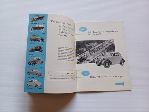 FIAT 500 1a Serie 1956 depliant opuscolo italiano originale