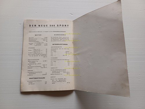 FIAT 500 Berlina Trasformabile Sport 1959 manuale uso libretto originale …