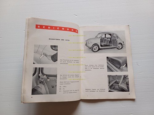 FIAT 500 Berlina Trasformabile Sport 1959 manuale uso libretto originale …