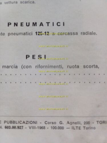 Fiat 500 L 1968 VARIANTI manuale uso manutenzione originale