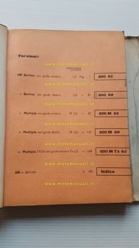FIAT 600 - Multipla -Taxi 1961 catalogo ricambi MOTORE originale …