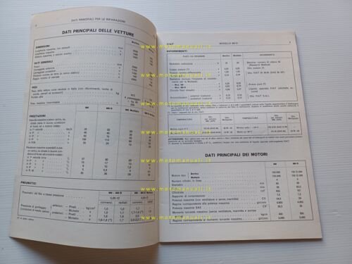 Fiat 600 D 1969 manuale officina caratteristiche tecniche dati riparazione
