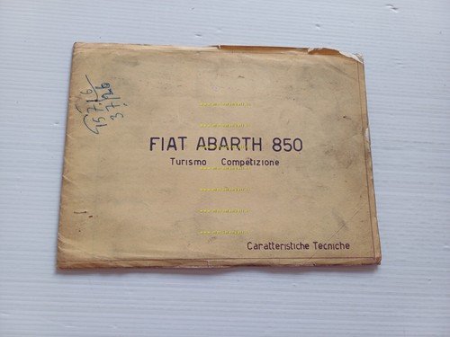 Fiat Abarth 850 TC Turismo Competizione manuale uso manutenzione originale