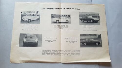 Fiat Abarth Produzione Modelli 1964 depliant originale INGLESE brochure