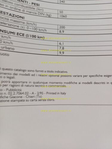 Fiat Barchetta spider 1995 depliant italiano originale