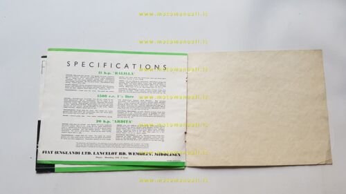 Fiat catalogo 1937 : 1500 - Balilla - Ardita - …