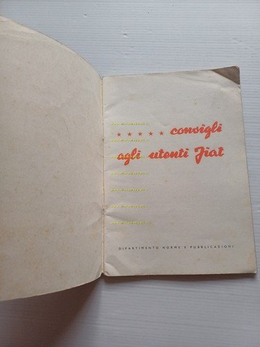 Fiat Consigli agli Utenti 1956 manuale sussidiario originale italiano