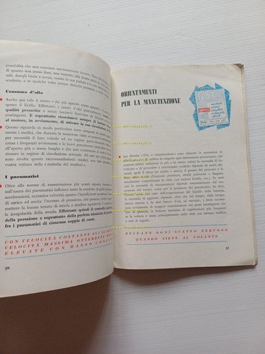 Fiat Consigli agli Utenti 1956 manuale sussidiario originale italiano